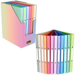 Idena, Ordner, Display Ringbücher PP 2 Ringe 20mm Pastell inkl. Rückenschilder DIN A4 12 Teile (20 mm, 12 Stk.)
