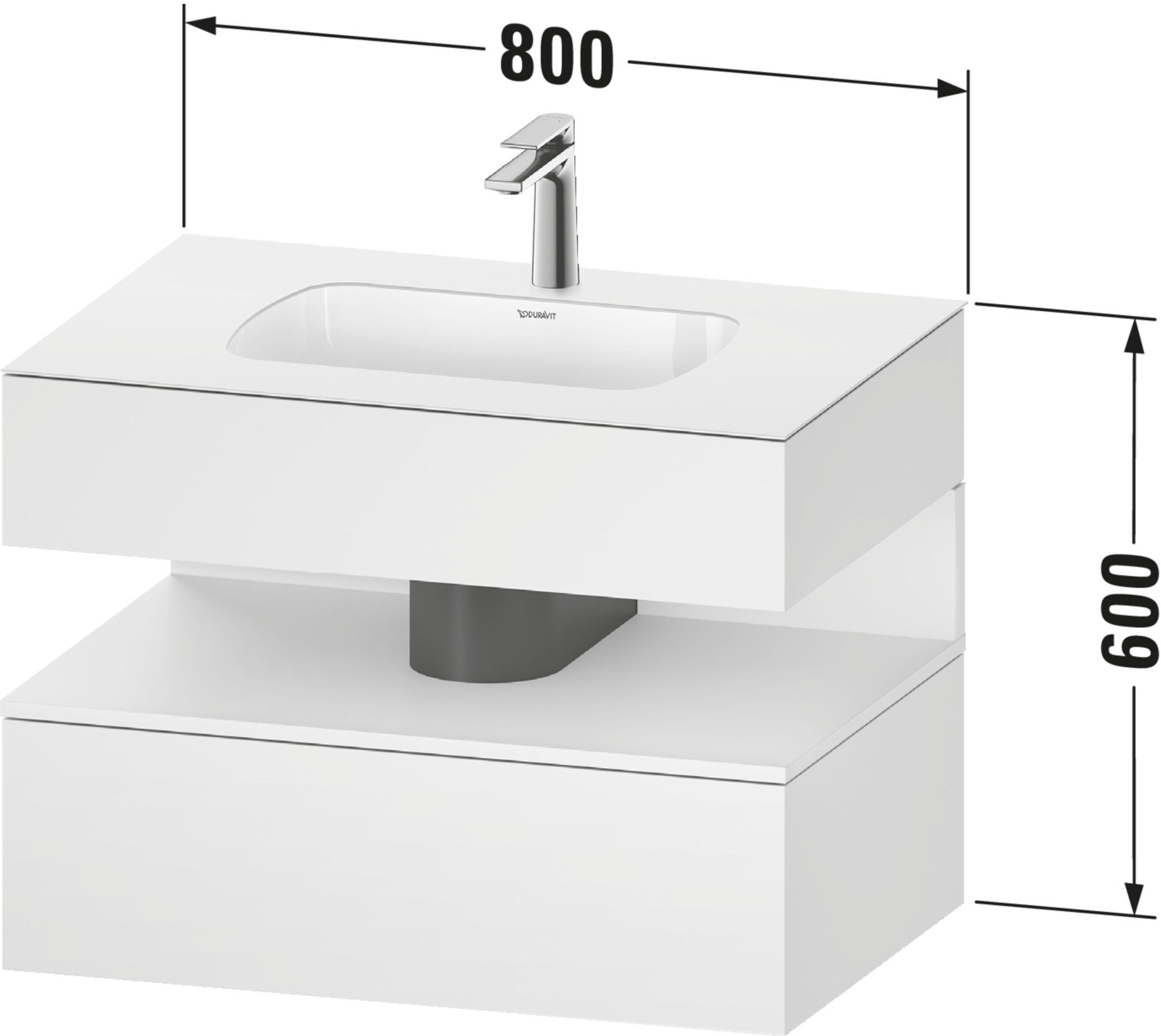 Duravit Einbauwaschtisch-Möbel-Set Qatego 80x55x60cm, gra m, Kon-WTU, Nischenb (QA4785080800010)