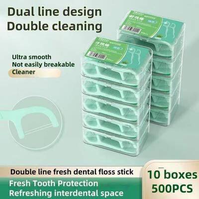 Inspired Finds Double Line Dental Floss Picks (100 150 500PCS) Portable Interdental Flossers With Toothpick Tip For Adult Oral Care 500pcs