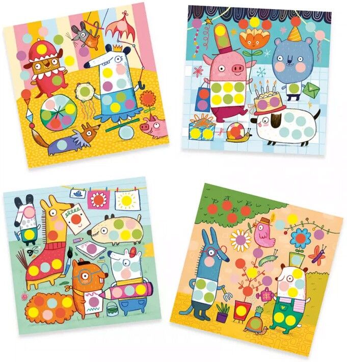 Créer avec des stickers : Avec des gommettes rondes - Djeco