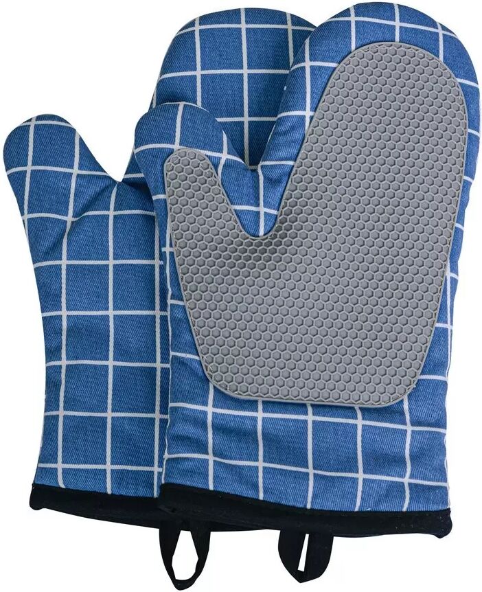 INF Quadratische Silikon-Ofenhandschuhe: Hitzebeständige, rutschfeste Küchenhandschuhe (1 Paar) Blau