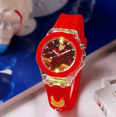Inspire Curations Disney Minnie Mickey Kids Light Up Watch Cartoon Flashing Silicone Wristwatch Toy red