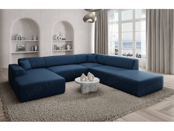 Sofa Dreams Wohnlandschaft Designer Strukturstoff Sofa Mallorca U Lounge Stoffsofa Modern, Lounge-Sofa
