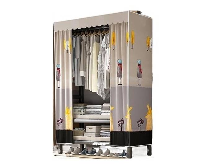 CVdrtyED Kleiderschrank Robuster Kleiderständer Aus Metall Für Aufhängen Von Kleidung, Faltbarer Kleiderschrank Schlafzimmer Organizer(107 * 50 * 180cm)