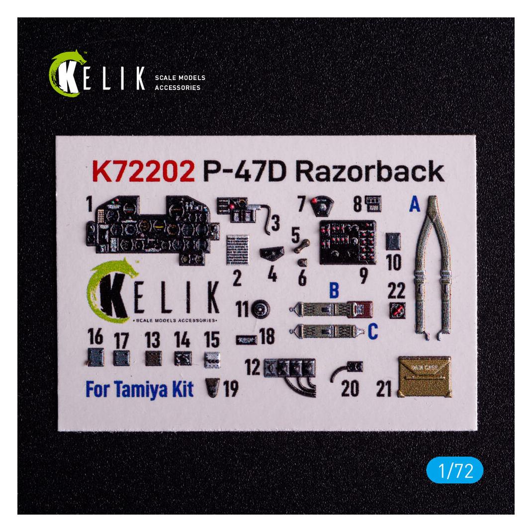 Kelik P-47D Razorback - interior 3D decals for Tamiya kit (K72202)
