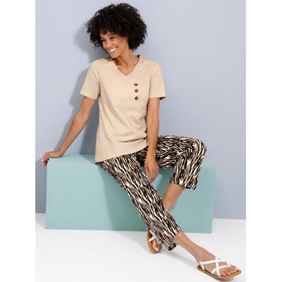 Tunikashirt "Shirttunika", Damen, Gr. 44, grau (stein), 100% Baumwolle, unifarben, V-Ausschnitt, Shirts