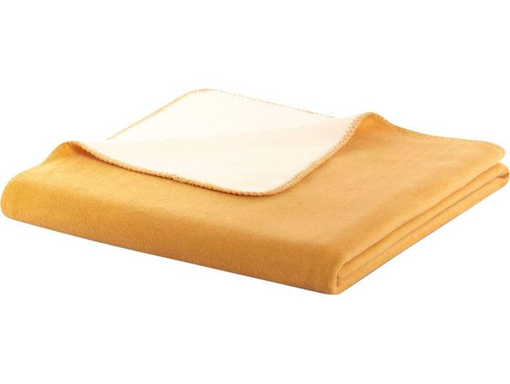 Wohndecke BIEDERLACK Doubleface , bunt (gelb, ecru), B:150cm L:200cm, Baumwolle, Polyacryl, Polyester, Wohndecken, Wohndecke, mit geketteltem Zierstich