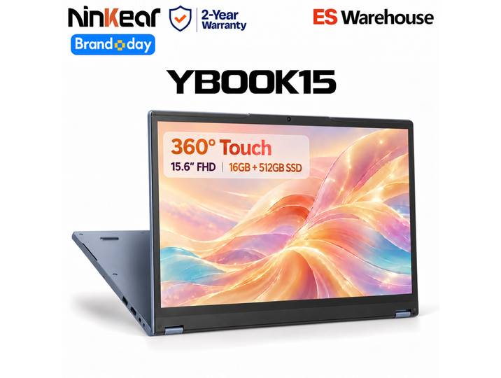 Ninkear YBook 15 Ordinateur Portable 2 in 1 15.6 Pouces Écran Full HD AMD Ryzen 3 3250U 16Go RAM 512Go SSD Windows 11 écran tactile 360° PC convertible 2 en 1 clavier rétroéclairé pour bureau études