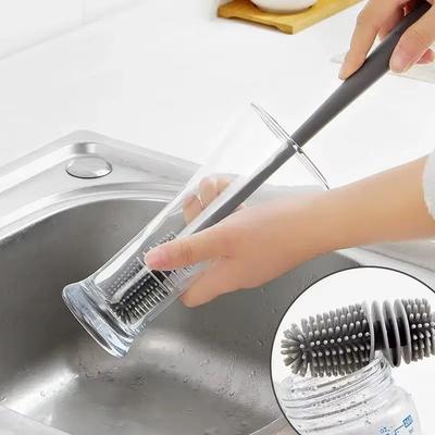 Inspired Finds Silicone Bottle Brush Long Handle Milk Bottle And Glass Cleaner white