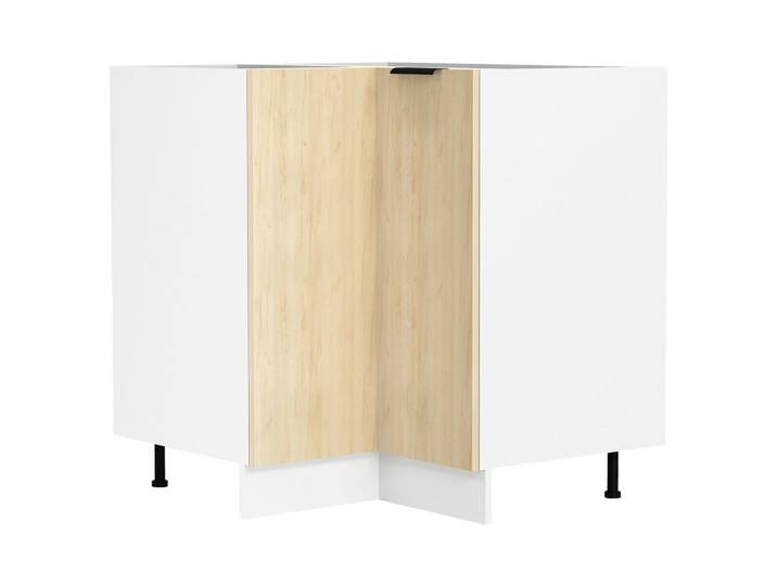 Eckunterschrank, Weiß & Honigeiche, 76x93x76 cm, Holzwerkstoff, 1 Fach, Küchen, MID.YOU