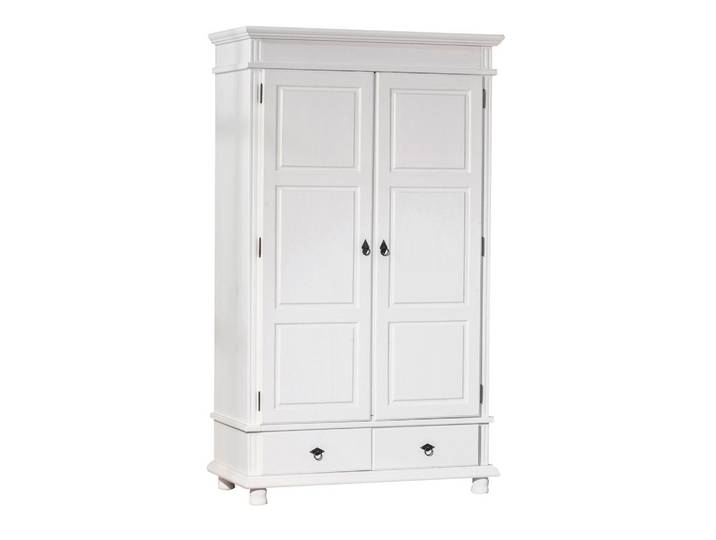 Drehtürenschrank massiv mit Laden 116cm Danz, Weiß