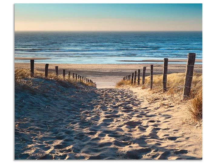 Küchenrückwand ARTLAND Weg zum Nordseestrand Sonnenuntergang , beige (naturfarben), B:60cm H:50cm, Aluminium, Spritzschutzwände, Küchenrückwand, Alu Spritzschutz mit Klebeband, einfache Montage