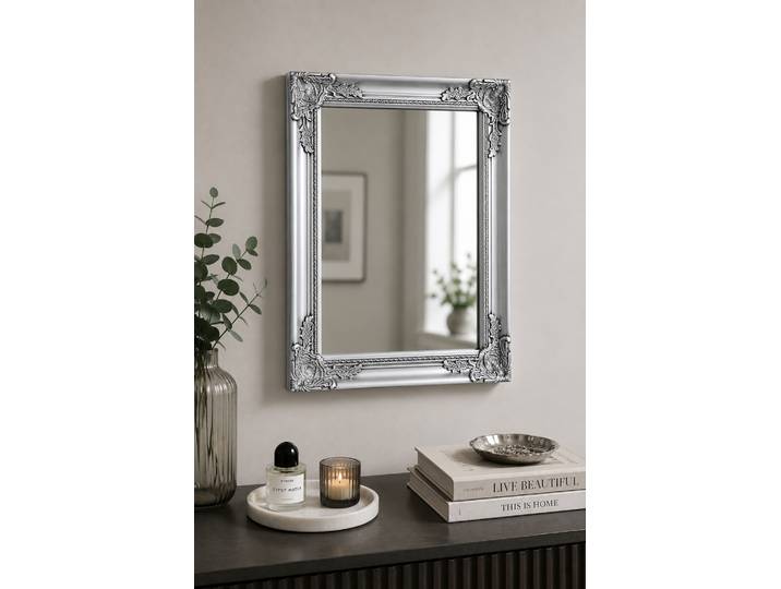Spiegel OTTO HOME King, in 3 Größen, auch als Ganzkörperspiegel , silber, B:50cm H:60cm T:6cm, Glas, Spiegel, Spiegel, Wandspiegel mit aufwendigen Verzierungen