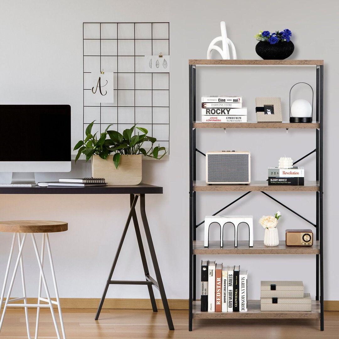 Borough Wharf Alisher 159 cm H x 79 cm W Bookcase Grey 159cm H X 79cm W X 35cm D