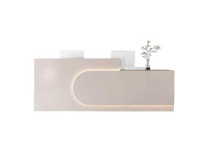 JQslycdmv Empfangstheke mit LED, for Büro, Wohnzimmer, Cafeteria Schubladen mit Schloss, Schränke mit Türen, Tastaturunterstützung, breiter Tisch, Highboard(Cream – left,140cm)