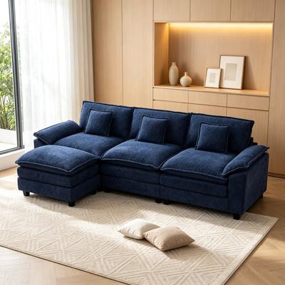 CLICKBIN Oversized Cloud Sectional Sofa with Extra-Deep Seating and Movable Ottoman