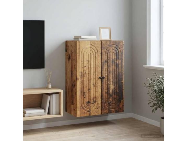 Wandschrank aus Holzwerkstoff mit 90°-Pendeltüren, 66 x 34,5 x 90 cm, Vintage-Stil, 90°-Pendeltüren, wandmontiert, Holzwerkstoff, viel Stauraum, platzsparend, robust
