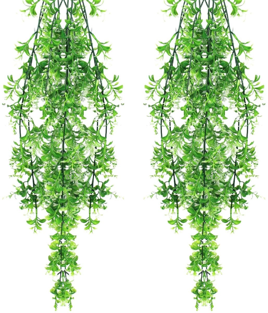 Dailygoods Innovra Weerbestendige Hangende Kunstplanten - Wit - 2 stuks