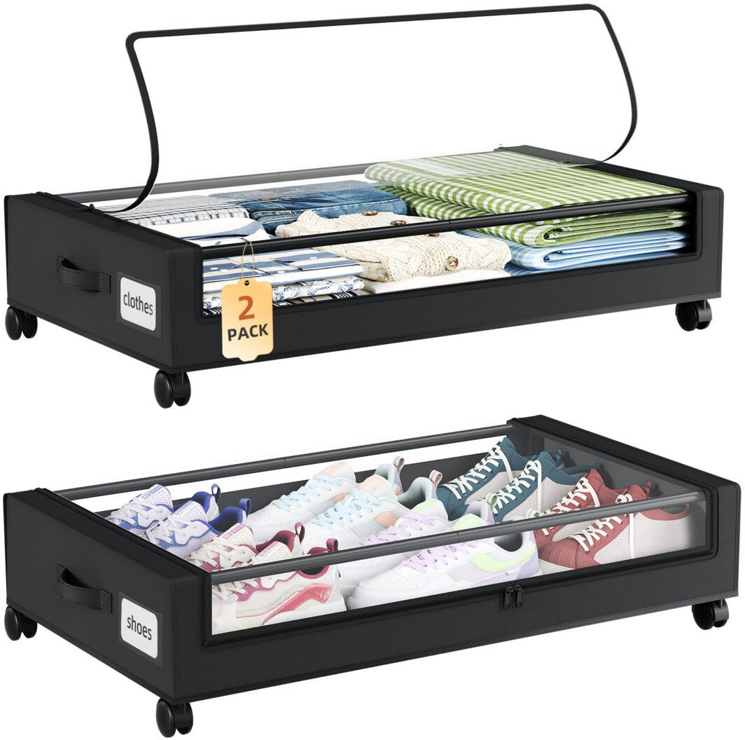 Beachcrest Home Fabric Underbed Storage Black 48L