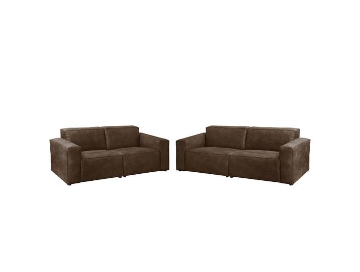Polstergarnitur 3-2 Braun/Braun Microfaser Pina 250 x 75 x 96cm Industrial