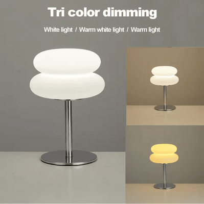 Inspire Essentials GlowEase Creamy Style Bedside Table Lamp With USB And Tri Color Dimming pink