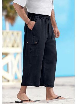 Men's Big & Tall Gauze Cargo Judo Shorts by KS Island in Black (Size 2XL)
