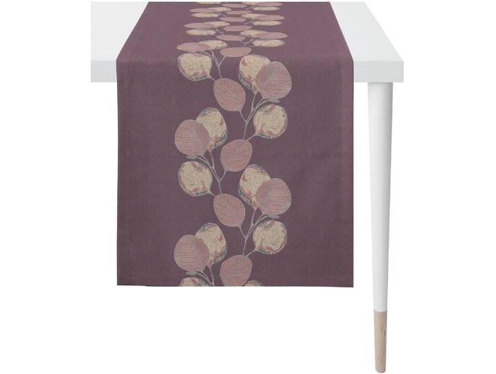Tischläufer APELT 2717 LOFT STYLE, Jacquard , lila (aubergine, lila, grau), B:48cm L:140cm, Polyester, Viskose, Tischdecken, Tischläufer
