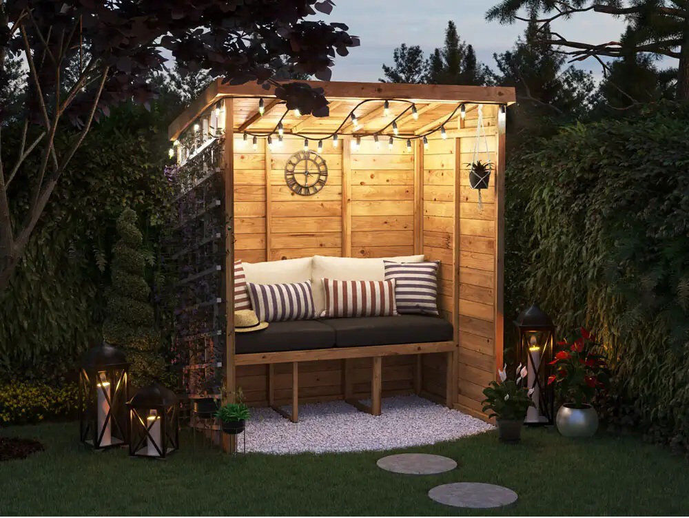 Dunster House Garden Arbour With Pent Roof, Pressure Treated, Compact Stylish Shelter, Apocallipo 200cm H x 184cm W x 120cm D