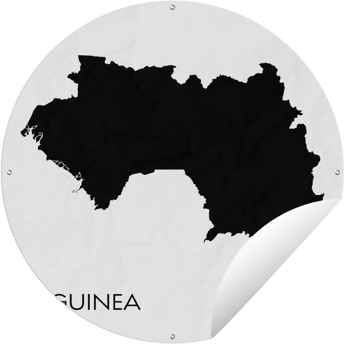 Ronde Tuinposter Guinee Zwart Silhouet Illustratie - 60 x 60 cm