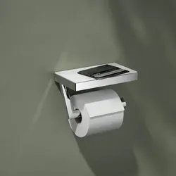 Keuco Reva Toilettenpapierhalter 12873019000 verchromt, mit Glasablage, offene Form, Rollenbreite 100/120mm