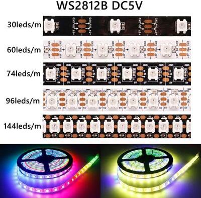 Uplift Picks WS2812B Addressable RGB LED Strip For Brilliant Custom Pixel Lighting Effects white Pcb 1m 144 Ip30