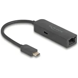 Delock USB Type-C Adapter zu 2,5 Gigabit LAN mit Power Deliv (USB-C, RJ45 (1x)), Netzwerk Adapter, Schwarz