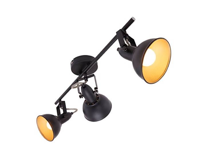 Briloner Leuchten Plafonnier vintage avec 3 spots pivotants en noir & or mat – Douille E14\, 40w max. – Idéal pour le salon ou la chambre à coucher