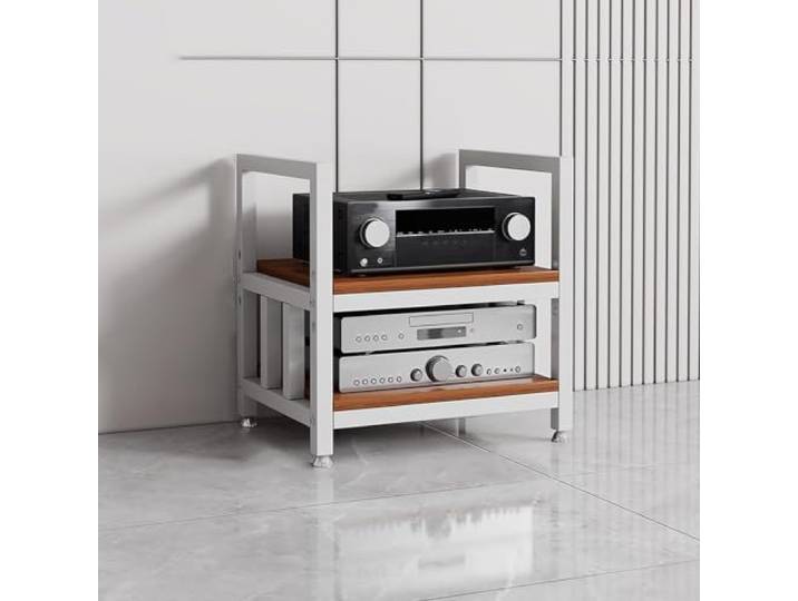 Medienschrank, AV-Ständer mit Verstellbaren Regalen Rädern für Wohnzimmer Metallischer Stereo-Rack, Verstellbare Regale, Medienaufbewahrung für Zuhause, für Wohnzimmer, Büro, Aufnahmestudio