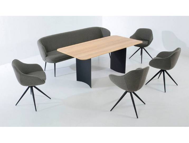 K+W Komfort & Wohnen Essgruppe ZOOM, abgerundete Essgruppe mit Solobank, 4 Sesseln und 1 Tisch