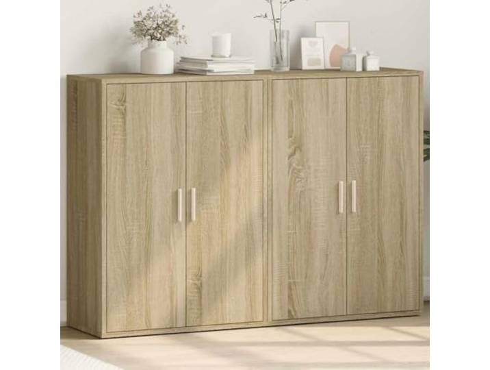 HEFZGDB Sideboard 2 STK. Sonoma-Eiche 60x31x84 cm aus Holzwerkstoff mit hoher Stabilität, Feuchtigkeitsbeständigkeit, glatter Oberfläche, praktischem Stauraum für Wohnzimmer und großer
