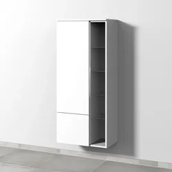 Sanipa 3way Stauraumschrank mit 1 Tür, 1 Auszug und offenen Fächern, Weiß-Soft BR18243