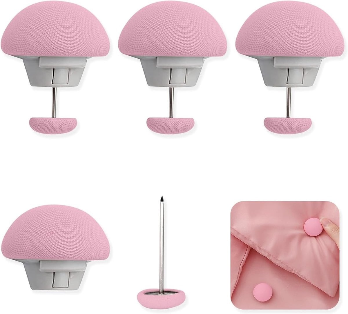 Mushroom Ronde Beddegoed Klemmen, Antislip Duvet Bevestigingsclips voor Dekbed en Dekbedovertrek, 4 Stuks, Roze