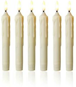 Inspired Living 6.6 Inch Flameless Taper Candles With 3D Wick Flickering LED Battery Operated Ivory Window Candles ivory Dripping Wax