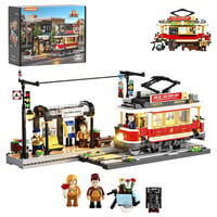 Historische Straßenbahn und Bahnhof, Konstruktionsspielzeug