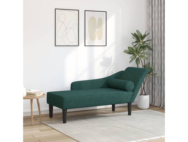 vidaXL Chaiselongue, Chaiselongue mit Kissen Dunkelgrün Stoff
