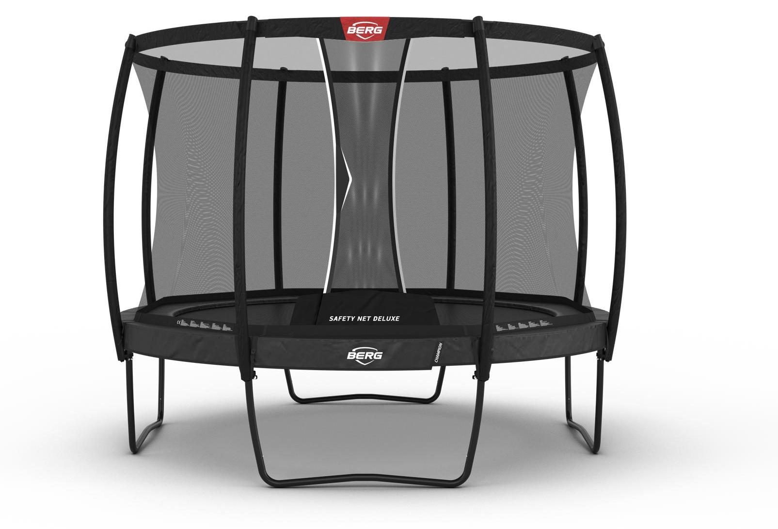 BERG Trampolin Champion Regular 380 + Sicherheitsnetz Deluxe Stahlrahmen Grau