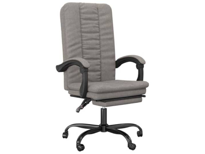 Favemtsl Bürostuhl mit Liegefunktion Ergonomischer Drehsessel Taupe Höhenverstellbarer Sessel mit neigbarer Rückenlehne, Fußstütze und Rollen für Arbeitszimmer und Home Office.