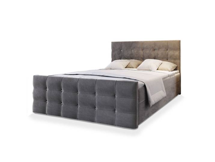 BOXBETT SLAT 160x200 cm mit Matratze und Topper - Grau