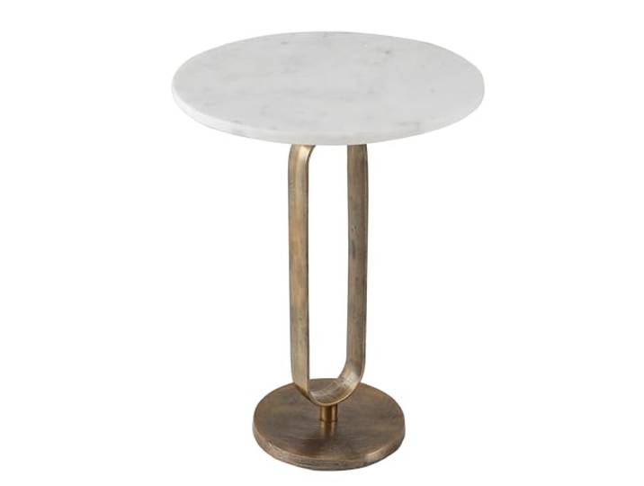 Beistelltisch ELEGANCE 45cm - gold weiß - Marmor - handgefertigt Couchtisch hochwertig, individuelle Maserung, stabile Konstruktion, 30 kg Belastbarkeit, natürliche Holzmerkmale, Aluminiumgestell