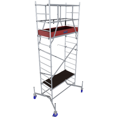 Arbeitsgerüst KRAUSE "ClimTec System", grau (aluminiumfarben), B:145cm H:400cm, Aluminium, Gerüste, Komplettgerüst, inkl. 1 Aufstockung und Fahrrollensatz