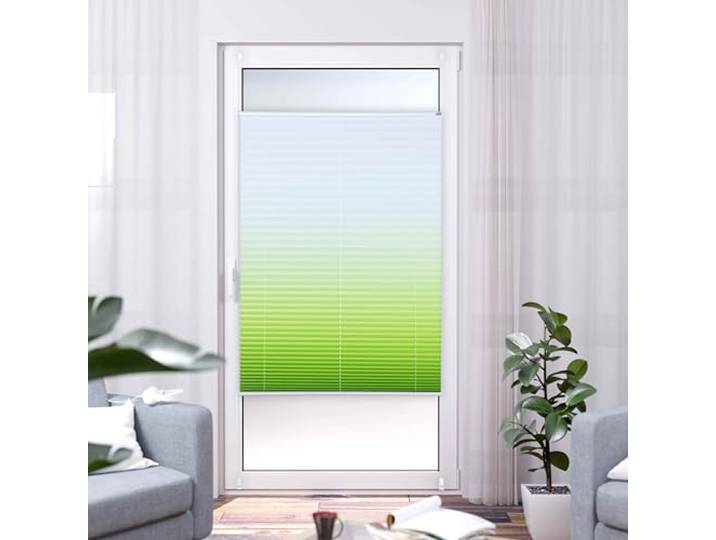 K-Home® Klemmfix-Plissee Farbverlauf Grün B80 x H210 cm