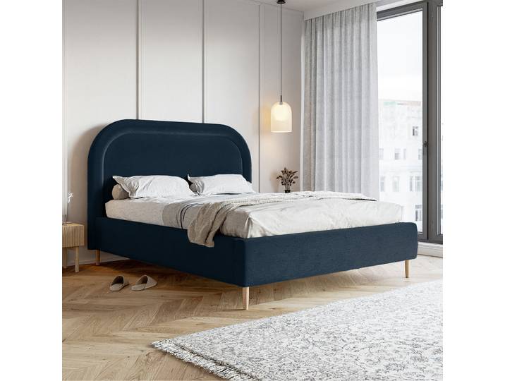 Polsterbett Loreo 180 x 200cm Samt Velina Blau