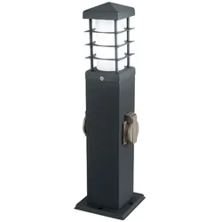 LED Außenleuchte Stehlampe Standleuchte Garten Edelstahl Steckdosen Sockelleuchte Außen anthrazit, Edelstahl Kunststoff, IP44, 11W 1055lm warmweiß, LxBxH 12,4x12,4x45 cm