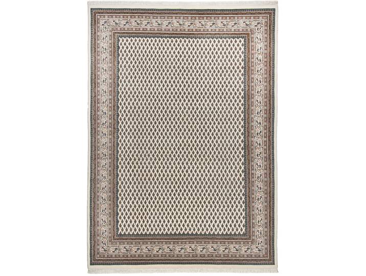 Orientteppich THEKO Abbas Meraj Mir, handgeknüpft , beige (creme), B:140cm H:12mm L:200cm, Schurwolle, Teppiche, Orientteppich, reine Wolle, mit Fransen, Wohnzimmer